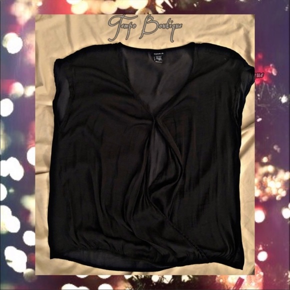 Short Sleeve Wrap Blouse with Shoulder Lace Accent - Picture 4 of 5